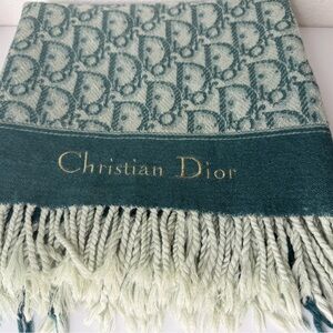 Christian Dior Teal and Cream Scarf